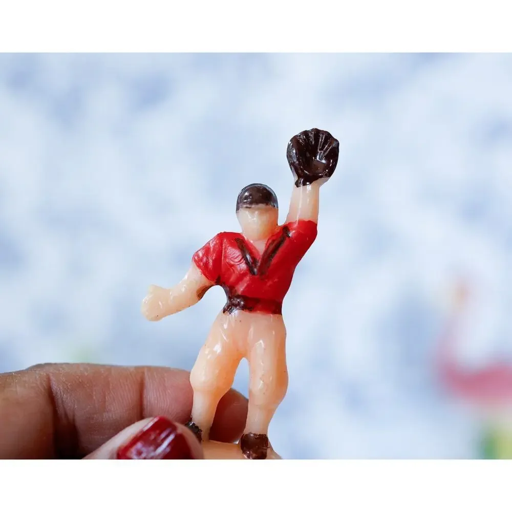 VTG 50s Baseball Player Cake Toppers Set of 5 MCM Retro Boys Sport Party Favors